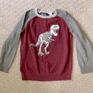 CHILDREN'S PLACE  burgundy T. Rex knit sweater, 5T.
